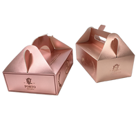 Boîte cadeau haut de gamme en carton doré, emballage en carton artistique doré, effet de marquage à chaud doré pour boîte à pâtisserie avec poignée
