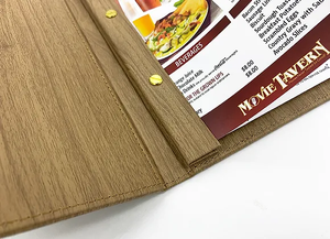 Cubierta de Menú Personalizada de Cuero Sintético y Madera de Alta Calidad con Tornillos, Cubiertas de Menú de Cuero Sintético, Libro de Menú para Restaurante - Product Image 4