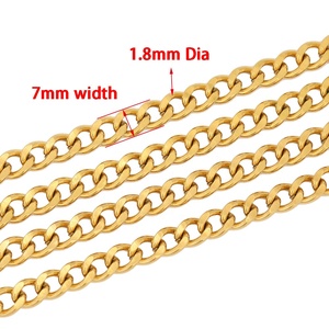 โซ่สเตนเลสสตีลชุบทอง 18K ขนาด 7*1.8 มม. แบบ Curb Chain สำหรับทำเครื่องประดับ DIY |   ขายเป็นเมตร - Product Image 2