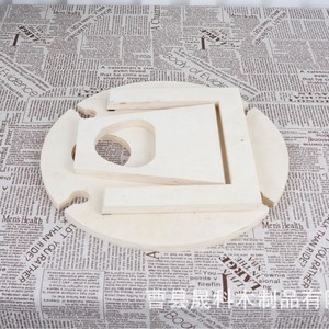 Table de pique-nique pliable en bois pour l'extérieur, ronde, diamètre 40 cm, avec rangement pour verres à vin, base à tréteaux, pour usage domestique - Product Image 2