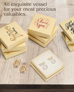 Cajas de Regalo para Joyería Marrones Mate, Caja de Regalo Pequeña con Tapa, Cajas de Cartón Pequeñas para Joyería con Relleno de Algodón y Tapas para Días Festivos - Product Image 2