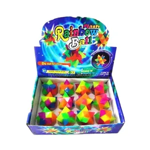 Irregular Pet Barbed Six-piece Toy Tpr Led Flashing Rainbow Bouncy Ball