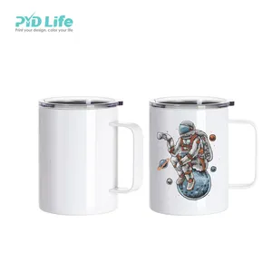 PYD जीवन 13 oz यात्रा डेरा डाले हुए पतला गिलास स्टेनलेस स्टील बनाने की क्रिया थर्मो प्यारा कॉफी कप ढक्कन और संभाल के साथ मग