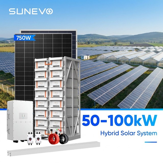 Sunevo EV Charging Station 100kw Hybrid Solar Energy System for Commercial Parking Lot with High Efficiency PV Panels CE TUV ISO