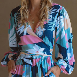 2026 Designer Beach Print Long-Sleeved <b>Loose</b>-<b>Fitting</b> <b>Jumpsuit</b> Custom Linen and Viscose Casual <b>Jumpsuits</b> - Product Image 5