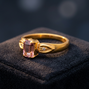 Bagues en argent plaqué or 18 carats avec tourmaline rose hydro et oxyde de zirconium blanc, classiques, magnifiques et simples, pour enfants, avec pierres précieuses - Product Image 3
