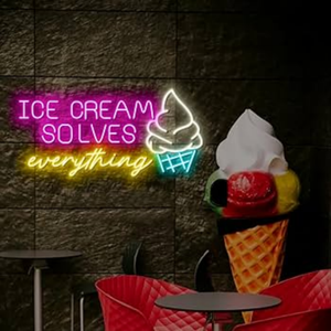 Decorazione a parete insegna al Neon negozio logo aziendale negozio di gelateria Idea di arredamento di illuminazione da parete ha portato l'insegna al Neon per la pubblicità - Product Image 3
