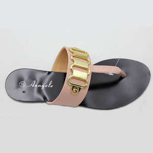 Sandales plates d'été grande taille pour femmes, sandales dorées en métal, sandales d'extérieur couleur unie, sandales pour femmes - Product Image 3