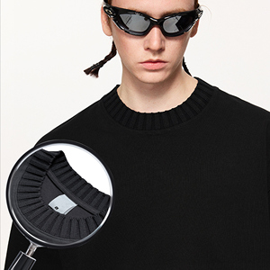 2025 Spring/Summer New 305G Knitted <b>Sweater</b> Collar Half-Turtleneck Vintage Loose Pure Cotton Solid Short Sleeve - Product Image 2