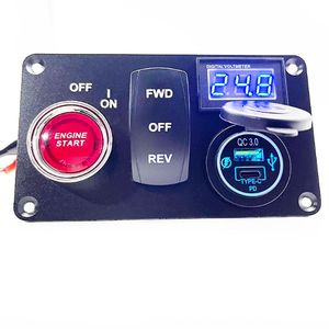 गोल्फ कार्ट 4 में इग्निशन बटन के साथ 1 मल्टी-फंक्शनल पैनल, 12v qc3.0 यूएसबी चार्जर सॉकेट, रॉकेट स्विच और वोल्टमीटर - Product Image 1