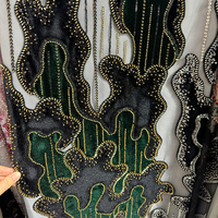 Tissu de luxe en dentelle et velours avec broderie de perles et de sequins, 100% polyester, pour robes de mariée, robes de soirée et robes de demoiselles d'honneur