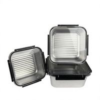 Nouveau Contenant Alimentaire Empilable en Acier Inoxydable 304 Hermétique et Antibactérien avec Couvercle Verrouillable, Design Minimaliste Moderne pour Réfrigérateur et Usage Domestique