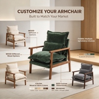 Fauteuil de loisirs d'intérieur à structure en bois massif, coussin doux résistant à l'usure, chaise pratique et relaxante pour la maison, le balcon ou le bureau