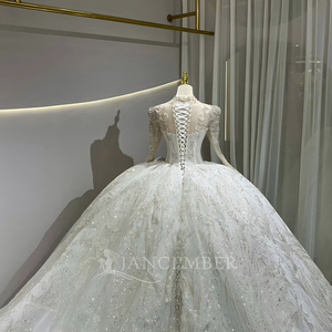 Robes de mariée JFH08 de luxe à col haut et ornées de cristaux - Product Image 4