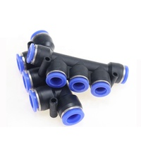 PK 4/6/8/10/12mm connecteur pneumatique rapide en plastique bleu à cinq voies cinq raccords de tuyau d'air raccords droits