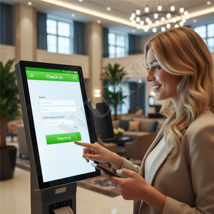 Chiosco Self-Service per Check-in Aeroportuale da 21/5/22/23/24/27/32 Pollici con Supporto per Scansione Codice QR o Barcode e Stampa Carta d'Imbarco - Product Image 5