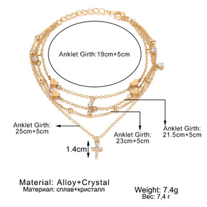 Conjunto de tobilleras de aleación de cadena Bohemia para mujer, accesorios para pies de mariposa cruzada, sandalias descalzas de playa de verano 2026, <span class=keywords><strong>tobillera</strong></span> - Product Image 2