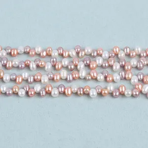 Wholesale 4.5-5mm Threaded Top Drill Rice Pearl String DIY Material