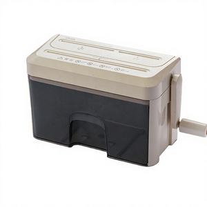 Déchiqueteuse manuelle de bureau à micro-coupe beige, poubelle de 4 <span class=keywords><strong>litres</strong></span>, protection des informations personnelles, carte, CD - Product Image 1