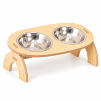 Support de bassin durable en acier inoxydable et bois Zheng Xin, double gamelle anti-renversement pour chats, chatons et petits chiens