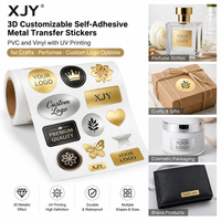 Autocollants en métal 3D personnalisables XJY, autocollants en PVC et vinyle avec impression UV pour l'artisanat, les parfums, options de logo personnalisé