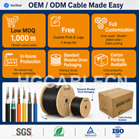 Cable de Fibra Óptica Autoportante ASU de 12/24 Núcleos, Monomodo, Mini ADSS G652D, Doble Revestimiento FRP PE, Cable de Red de Banda Ancha OEM