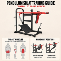 Machine à Squat Pendulaire avec Plateforme Large Réglable Antidérapante pour Entraînement Commercial en Salle de Sport de la Force des Quadriceps et des Fessiers