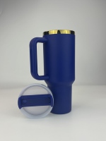 Gobelets isothermes personnalisés avec logo, 40 oz, plaqués or miroir, avec poignée, gobelet de sport isolé sous vide avec poignée détachable