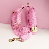 Harnais et laisse pour chien en nylon coloré personnalisé, style H, rembourré, avec accessoires, logo laser détachable