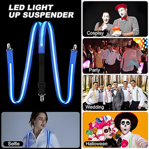 Pajarita luminosa con tirantes LED brillante para hombre con ropa intermitente elástica ajustable para suministros de fiesta de club nocturno de Halloween - Product Image 4