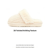 Chaussons d'hiver minimalistes style Instagram, style coréen, chauds pour l'intérieur, semelle épaisse en PVC, doublure en velours de coton pelucheux
