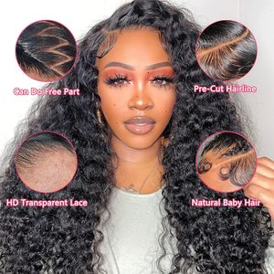 Raw Burmese Virgin Hair swiss Lace Front <b>Wig</b> Cuticle Aligned 100% Human Hair <b>Long</b> Deep Curly <b>Wig</b> HD Lace Frontal <b>Wigs</b> for Women - Product Image 2