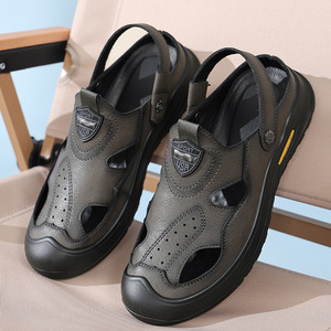 Men's Summer <b>Sandals</b> Perforated Breathable Rubber Outsole EVA Midsole Outdoor <b>Closed</b> <b>Toe</b> Driving Shoes - Product Image 4