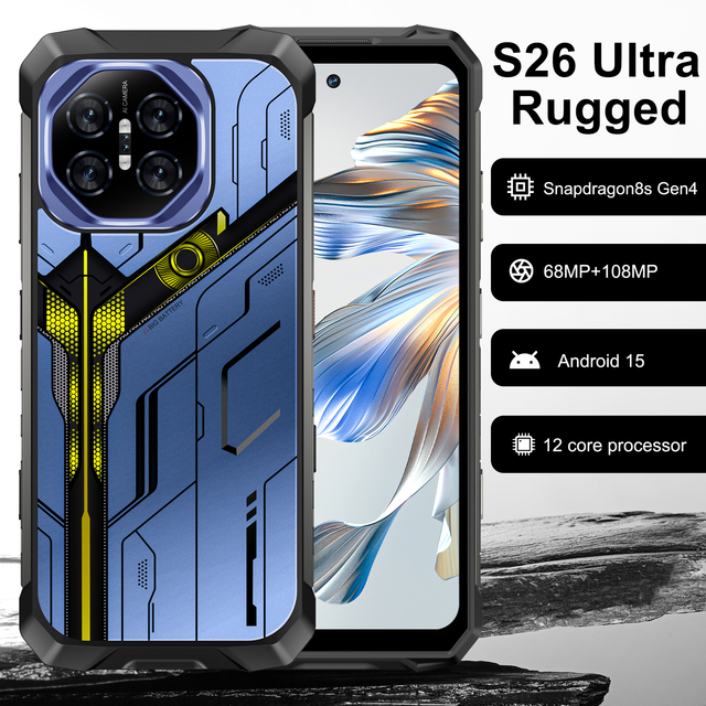 S26 Ultra High Spec 5G Rugged Smartphone 32GB+1TB Large Storage 6.99'' 22000mAh 68+108MP Android15 Waterproof Industrial Phone