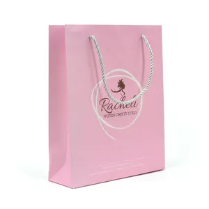 Customize Design Jewelry Cosmetic Clothes Bag Fancy Shopping Pink Custom Paper Bags Wholesale With Handles