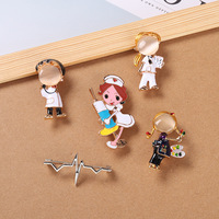 Broches de la Serie Médica: Estetoscopio y Electrocardiograma Creativos para Doctores, Decoración del Hogar, Oro 2D, para Hombre y Mujer