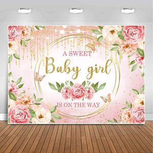 Tapisserie rose Floral photographie fond bannière paillettes or décorations Blush fleurs pour pousses douces - Product Image 6