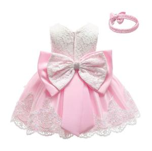 Abiti da Principessa per <span class=keywords><strong>Neonata</strong></span> 90-120cm 3M-24M, <span class=keywords><strong>Vestito</strong></span> con Pizzo, Fiori e Fiocco per Festa di Compleanno - Product Image 3