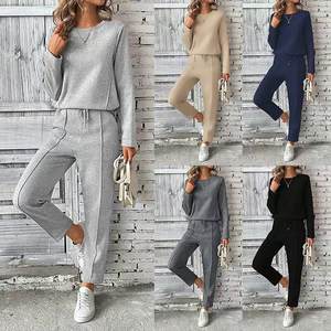Dropshipping Shopify 2025 Fall Winter <b>Womens</b> <b>Hooded</b> <b>Cardigan</b> Slim Fit Hoodie Wide Leg Pants Two Piece Set - Product Image 3