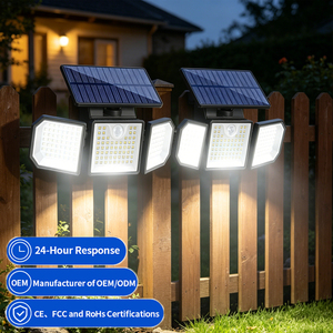 2 Pacchi di Lampade Solari <span class=keywords><strong>a</strong></span> Tre Teste IP65 con Sensore di Movimento, Faretto Girevole <span class=keywords><strong>a</strong></span> 270 Gradi per Illuminazione Paesaggistica e Vialetti <span class=keywords><strong>da</strong></span> <span class=keywords><strong>Giardino</strong></span> - Product Image 1