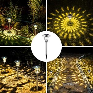 Lampes solaires de jardin en acier inoxydable et verre, lampes d'extérieur pour pelouse, lampes décoratives à insérer pour allées, terrasses, piscines et événements, couleur argent - Product Image 4