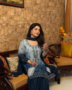 Elegant Premium Women's Looking Traditional Kurti-Plazzo Dupatta Set Georgette and for Parties - Product Image 1