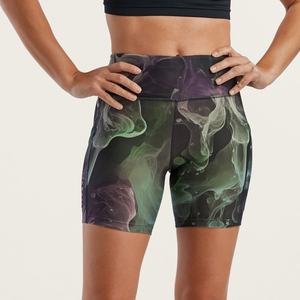 Shorts deportivos de maternidad para mujer con efecto fruncido en la parte trasera, cintura alta, con bolsillos, para correr, camuflaje - Product Image 4