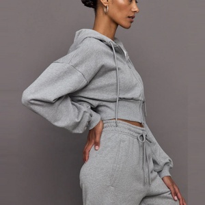 Sudadera con Capucha Corta de Felpa de Algodón y Poliéster Personalizada OEM para Mujer, Sudadera con Capucha Corta de Alta Calidad para Gimnasio - Product Image 3