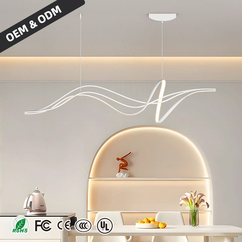 New Minimalist Line Contemporary LED Pendant Lights Dining Room Linear Black White Chandelier 360 Beam Angle Aluminum Acrylic
