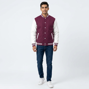 High Quality Letterman Varsity <b>Jackets</b> Wool Body Stand Collar Front Logo Winter Wear Breathable Casual <b>Smart</b> and Stylish <b>Men's</b> - Product Image 1