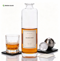 Bouteille de whisky en verre cylindrique transparent Super Flint de 750 ml, bouteille de spiritueux vide avec couvercle et logo personnalisé