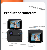 Cámara de Acción HD 1080P con Pantalla Abatible, Lente Gran Angular de 143°, Estabilización WiFi, Resistente al Agua hasta 30 m, MicroSD, para Ciclismo, Aventuras y Vlogging