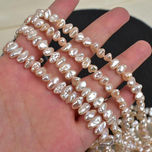 Perlas Blancas Naturales Barrocas Recicladas, Cuentas Plateadas Rota y Perforadas para Hacer Pulseras y Collares - Product Image 3