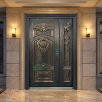 Portes d'entrée résidentielles modernes en acier haute sécurité à simple battant anti-effraction pour villa